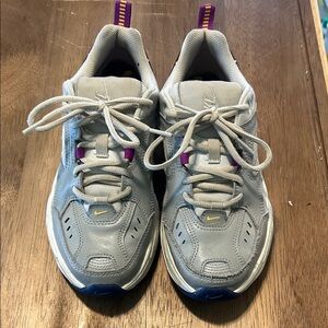 Retro Nike Gray Sneakers with Purple and Yellow Highlights